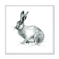 DesignArt „Црно -бел портрет на зајакот“ фарма куќа врамена платно wallидна уметност печатење