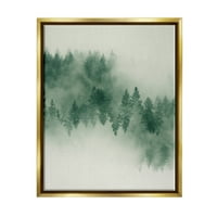СТУПЕЛ надреална маглива шумска дрвја пејзаж сликарство златен пловиј врамен уметнички печатен wallид уметност