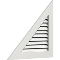 Ekena Millwork 38 W 3 8 H десен триаголник Gable Vent - Функционален терен на левата страна, PVC Gable отвор со 1 4 рамка за