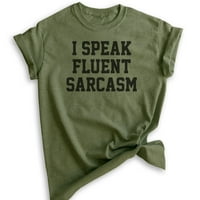 Зборувајте течно маица со сарказам, машка кошула со уникатен женски, саркастична кошула, воена зелена Хедер, Х-голема