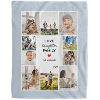 Пријатно кадифен руно персонализирано ќебе за фотографии - Loveубов, смеа, семејство