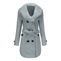 Јакни за жени Зимски палто Лапел волна палто ров јакна топло меко копче Елегантно палто