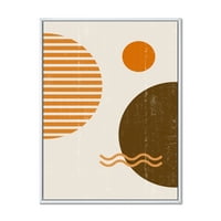 DesignArt 'Апстрактна минимална месечина и сонце во тонови на Земјата III' Современа врата платно wallидна уметност печатење