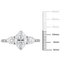 2- Карат Т.Г.В. Marquise-Cut создаде бел моисанит Стерлинг сребрен прстен за ангажман со три камен