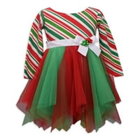 Бони Jeanан Девојки за одмор Божиќ Хенки Хем Туту фустан, големини со 4-6х