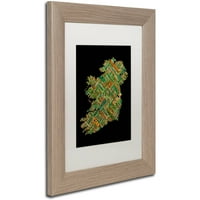 Трговска марка ликовна уметност Ирска Еир градска мапа на текст Канвас уметност од Мајкл Томпсет, бел мат, рамка за бреза