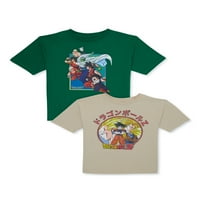 Dragon Ball Z Boys Краток ракав Гроздобер графички графички маички, 2-пакувања, големини XS-2XL
