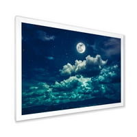 DesignArt 'Full Moon Night in Cloudy Sky II' Наутички и крајбрежен врамен уметнички принт