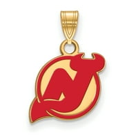 Стерлинг сребро злато позлатено NHL Logoart New Jersey Devils Enamel Pendant