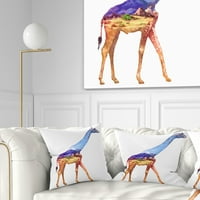 Дизајн на жирафа со двојна изложеност илустрација - перница за фрлање животни - 16x16