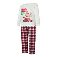 Божиќни Семејни Пижами Соодветен Сет Елен Печатење Врвови Со Долги Ракави и Карирани Панталони Облека За Спиење