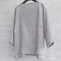 Јубнлви машки блузи Мажи Кратка Кошула За Дишење Удобна Еднобојна Мода Со Долги Ракави Лабава Секојдневна Маица Со Врат Сива