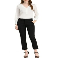 Unique Bargains Women's Satin V-Neck Elegant Work Long Sleeve Blouse Top