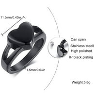 Персонализиран не'рѓосувачки челик отворен мал срцев прстен, држејќи ги најблиските прстени за прсти на пепел, спомен накит