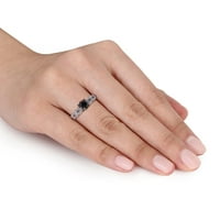 Miaенска Miabella 1- Carat T.W. Црн дијамант 10kt Бело злато гроздобер прстен за ангажман