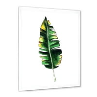DesignArt 'Single Banana Leaf на бела' Bhememian & Eclectic Framed Art Print