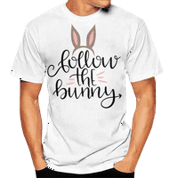 Fnyko двојка маица врвови Велигденски зајаци јајца Писмо печатено редовно вклопување обични кратки ракави екипаж вратот маица